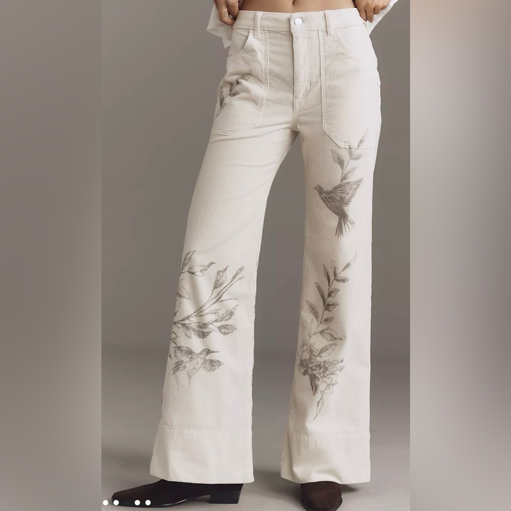 Pilcro Cream Artistic Flare Corduroys